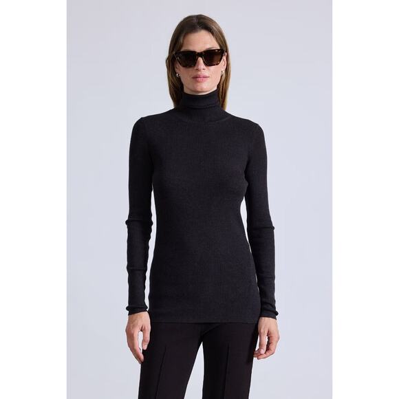 APIECE APART Truly Fine Ribbed Turtleneck Deep Espresso - S - Picture 1 of 4